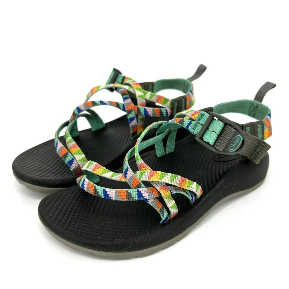 Chaco ZX1 Kid's Ecotread Outdoor Strappy Sandals Camper Colorful Turqouse Size 4